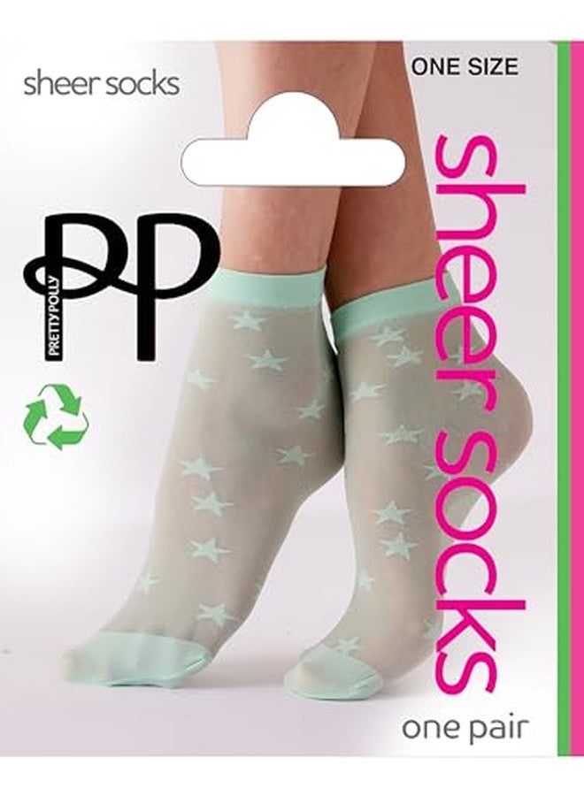 Pretty Polly جوارب شفافة مزينة بنجوم من بريتي بولي للنساء - جوارب شفافة مرحة تصل إلى الكاحل لإكمال الإطلالة، لون أخضر (نعناعي)، مقاس واحد - Image 4